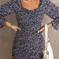 Ditsy Floral Smocked Sweetheart Neck Mini Dress