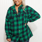 Davi & Dani Peace Sign Full Size Plaid Embroidered Patch Shacket