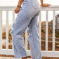 Distressed Acid Wash Straight Leg Jeans