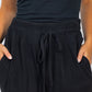 White Birch Full Size Drawstring Waist Rib-Knit Joggers with Pockets in Black