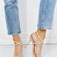Cape Robbin Rhinestone Strap Open-Toe Heels in Nude