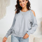 Cold-Shoulder Ribbed Trim Round Neck Sweater