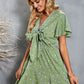 Ditsy Floral Flutter Sleeve Bow Detail Dress