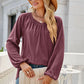 V-Neck Raglan Sleeve Ruched Detail Top