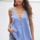 Buttoned Lace Trim Plunge Cami
