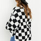 Davi & Dani Reality Check Full Size Checkered V-Neck Sweater
