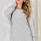 Basic Bae Full Size Ribbed Round Neck Slit T-Shirt
