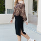 Culture Code Leopard Slit Knee-Length Dress