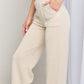 Yelete Elastic Waist Wide Leg Pants with Pockets in Ivory