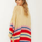 Davi & Dani Loveliest Smile Full Size Striped Longline Cardigan