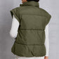Zip Up Turtleneck Pocketed Vest Coat