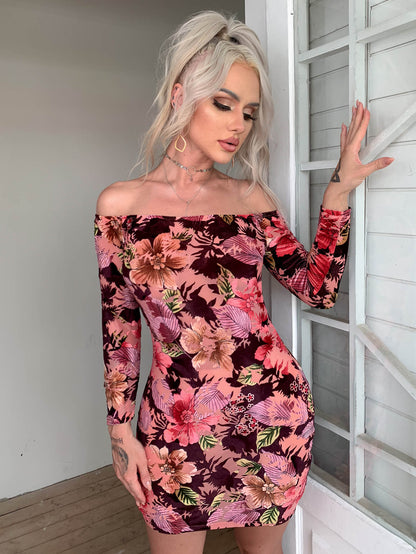 Floral Off-Shoulder Bodycon Dress