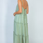 White Birch Golden Age Full Size Sleeveless Foil Tiered Dress