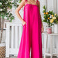 Veveret Pocketed Spaghetti Strap Wide Leg Jumpsuit