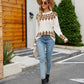 Cozy Vision Printed Raglan Sleeve Ribbed Trim Sweater