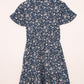 Ditsy Floral Flutter Sleeve Bow Detail Dress